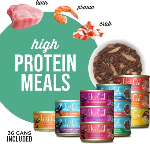 Pack, 36 Pack, 2.8 3 oz. (Pack 36) Tiki Cat Seafood Selects, Ultimate Variety High Protein Servings with Real Flaked