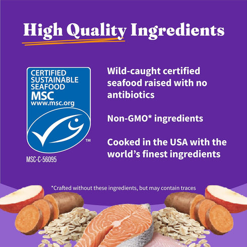 Halo Purely for Pets Holistic Adult Dog Healthy Grains, Wild-Caught Salmon & Whitefish Recipe, 3.5 lb