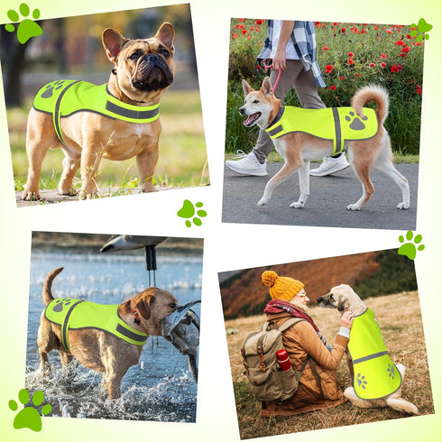 Reflective Dog Vest for Safety, High Visibility Fluorescent Pet Jacket, Lightweight Dog Clothes for Night Walking