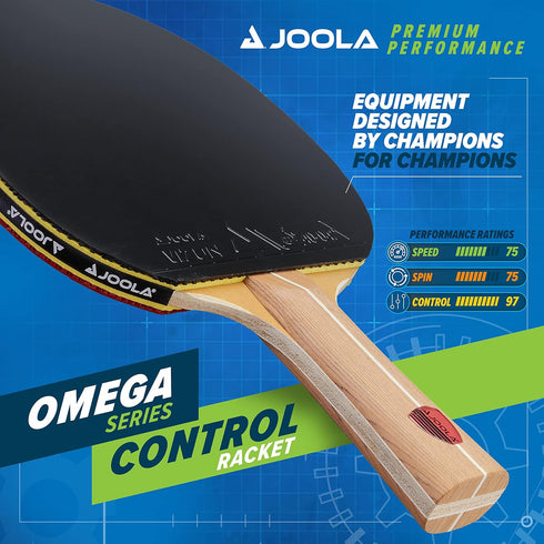 JOOLA Omega Control Tournament Performance Ping Pong Paddle - Table Tennis Racket for Advanced Training with Flared
