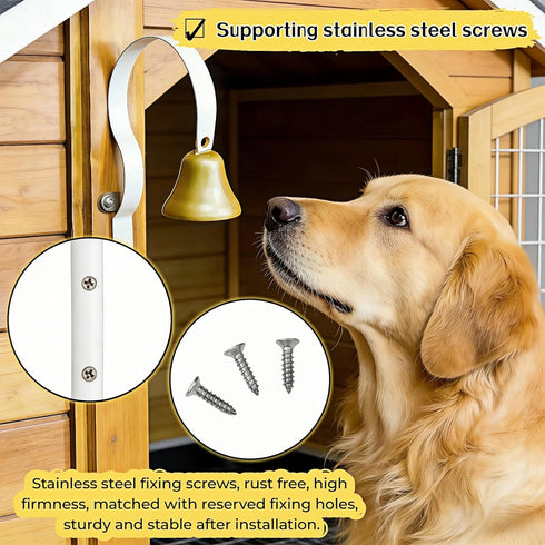 7.09 Inch 3 Dog Doorbell for Potty Training, Wall Mounted Bronze Bell with White Metal Bracket, Height, Includes