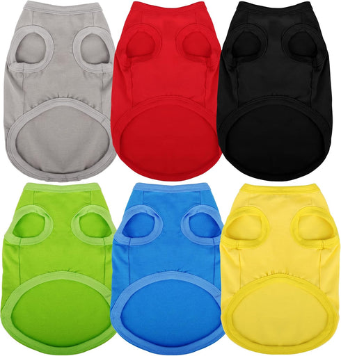 6 Pieces Plain Dog Shirt Sleeveless Puppy Cotton Dog Shirts Breathable Pet Apparel Tank Top Colorful Puppy Sweatshirt Clothes for Small Medium Dogs M
