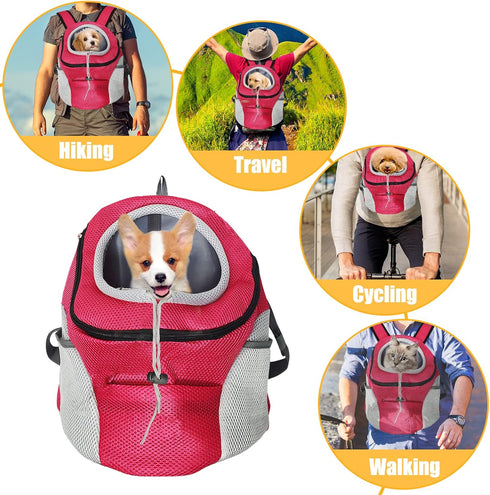 Fhiny Dog Carrier Backpack, Comfortable Doggy Front Backpack with Breathable Head Out Design for Travel and Hiking