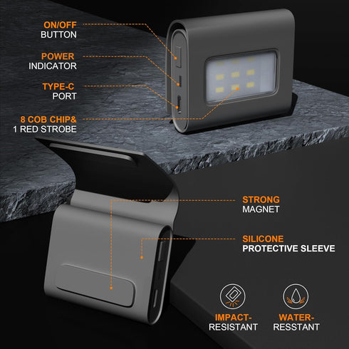 Yzoni 2Pack Running Lights, Safety Light with Strong Magnetic Clip for Night Running, Walking, Camping, Hiking