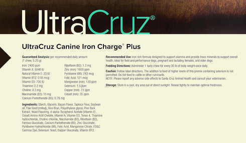UltraCruz Canine Iron Charge Plus Supplement, 60 Tasty Chews for Dogs