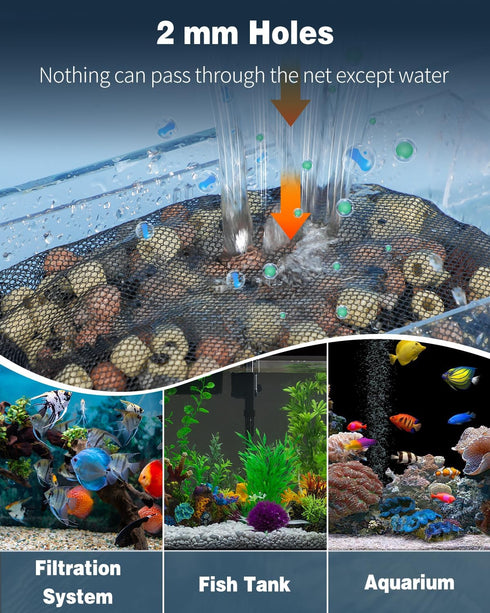 Pawfly 8 Pack Fine Mesh Aquarium Filter Media Bags, Plastic Zipper Mesh Bag for Activated Carbon, Bio Filter Balls