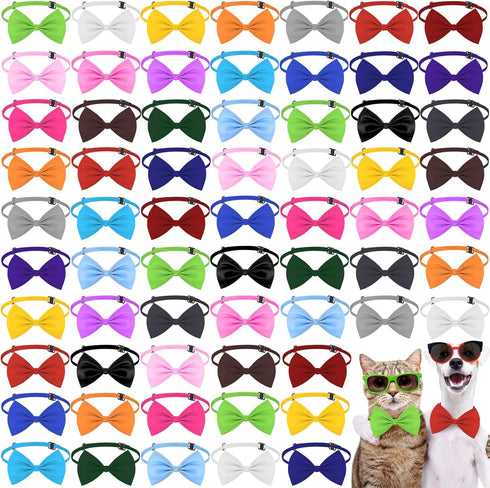 240 Pcs Dog Bow Ties with Adjustable Collar, 20 Colors for Small Medium Pets, Grooming Bowties for Gifts