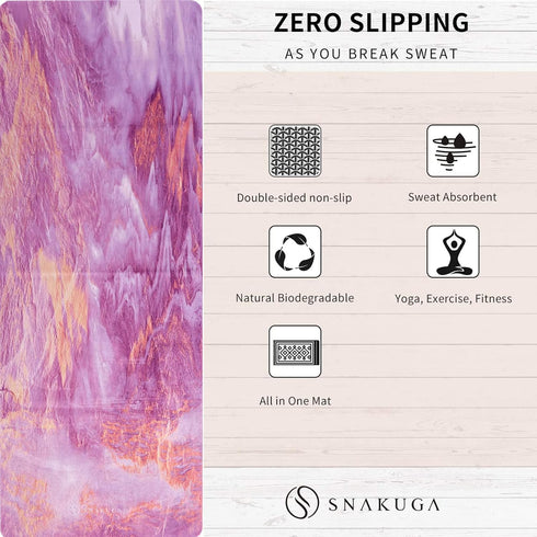 SNAKUGA Travel Yoga Mat, Non-Slip Suede Exercise Mat with Carry Bag, Ideal for Pilates Workout (72'' x 26'' x 1.5mm)