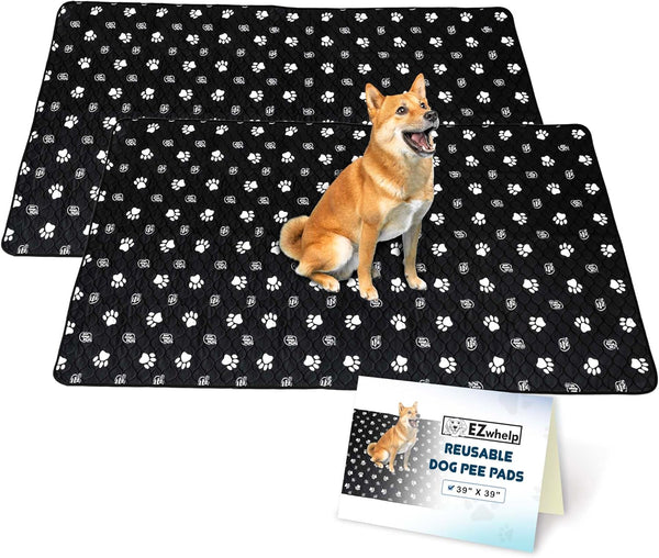 EZwhelp Reusable Dog Pee Pads, Washable Waterproof Mats for Potty Training or Whelping, 39x39 Inch, 2 Pack