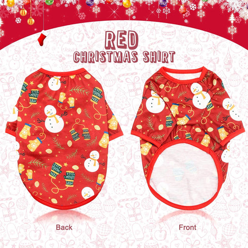 HYLYUN Dog Christmas Shirt - 2 Packs of Soft Breathable Pet Shirts for Small Dogs and Cats, Christmas Printed Clothing