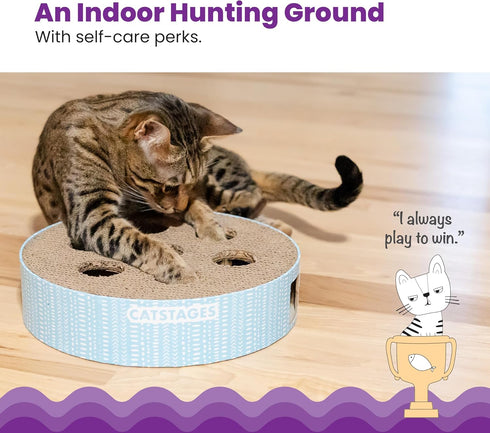 Interactive Cat Puzzle Toy with Scratchable Corrugate - Engages Your Cat's Hunting Instincts