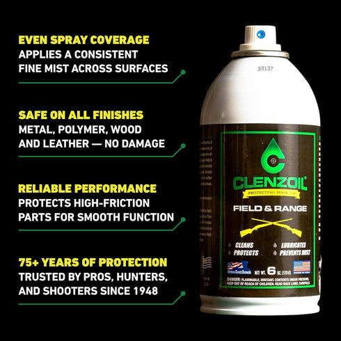 6 oz CLENZOIL Field & Range Aerosol - CLP Gun Lubricant - Premium Firearm Maintenance - Rust Preventative - Aerosol
