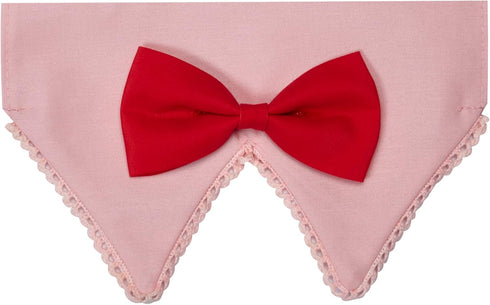 Blueberry Pet Modern Pink Plaid Adjustable Dog Bandana Collar with Bow Tie, Medium, Neck 14.5"-20"