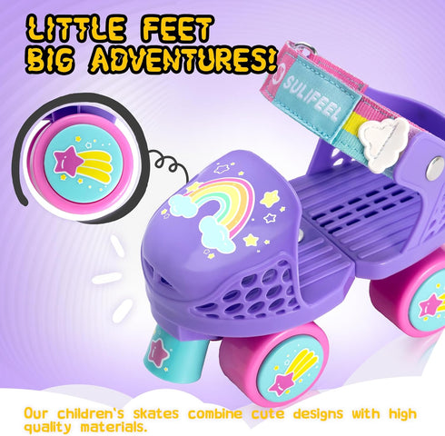 2-5 SULIFEEL Kids Adjustable Quad Roller Skates,Toddler Beginner Roller Skates for Girls and Boys Age Years Old