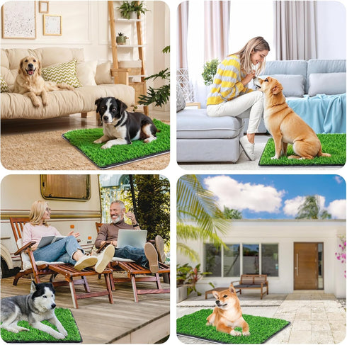 Dog Grass Mat with Pee Pad, 32"x23", Medium Dog Litter Box Indoor Artificial Turf, Waterproof Potty Tray for Puppy