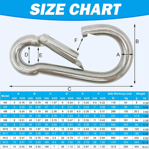 Outmate 316 Hammocks, Marine Grade Stainless Steel Carabiners Heavy Duty, Durable & Rust-Free Clips for Gym, Swing, Dog
