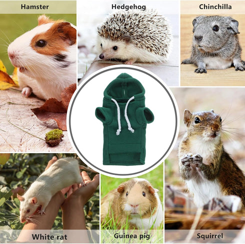 Ferret Clothes, Hamster Sweatshirt, Guinea Pig Hoodie, Bunny Hamster Clothing, Small Animal Warm Vest, Green S Red