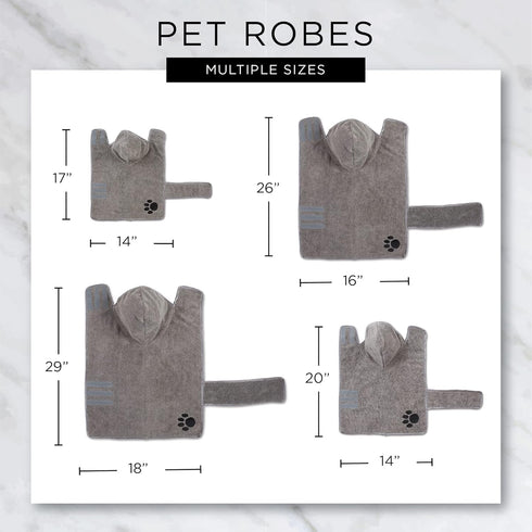 Bone Dry Pet Robe Collection, Embroidered Microfiber Bath Robe with Adjustable Closure for Dogs & Cats, Small, Blue