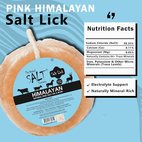 4 Pack (4.4 lb 100% (4) Himalayan Salt Lick for Horses & Livestock Each) | Natural Pink Salt on Rope | Supports