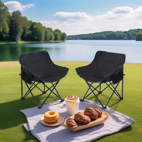 2 Pack Folding Camping Chairs: Portable Outdoor Seating for Couples & Adults