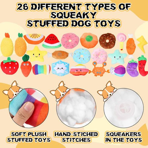 Syhood 60 Pcs Squeaky Dog Toys Bulk for Small Dogs, Plush Chew Toys and Spiky Balls for Teething