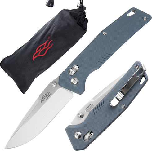 Firebird GANZO F7601 Pocket Folding Knife, 440C Stainless Steel Blade, G-10 Anti-Slip Handle, Grey