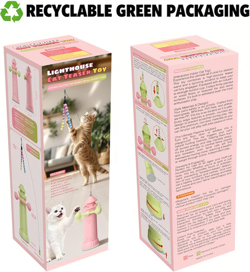 2 Interactive Cat Toy for Indoor Cats, Suction Cup Cat Wand Toy with Play Modes, Self-Play Enrichment Cat Toy, Enhanced