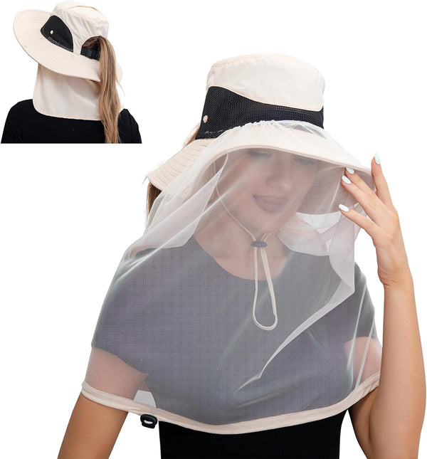 Mosquito Net Hat - Bug Cap with UPF 50+ Sun Protection and Hidden Netting for Outdoors for Women and Men