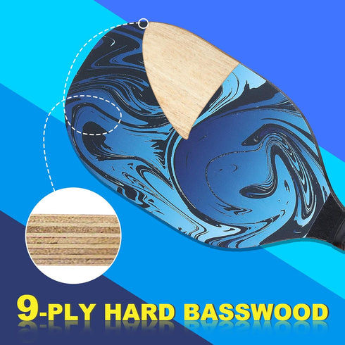 PATIKIL Pickleball Paddles Set of 4 with 4 Premium Wood Rackets, Cushion Grip, Balls, Towels, Carry Bag