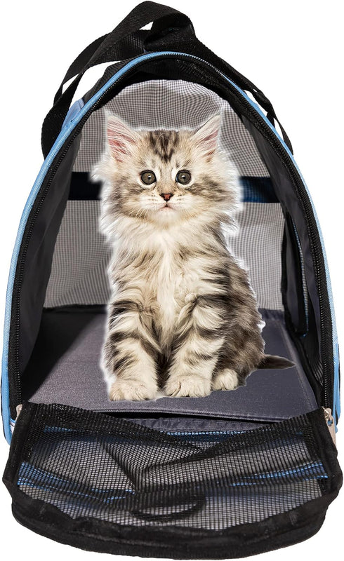 Pet Carrier Cat Carrier, Soft-Sided Airline Approved for Small Medium Cats Dogs Puppies (Medium, Blue)