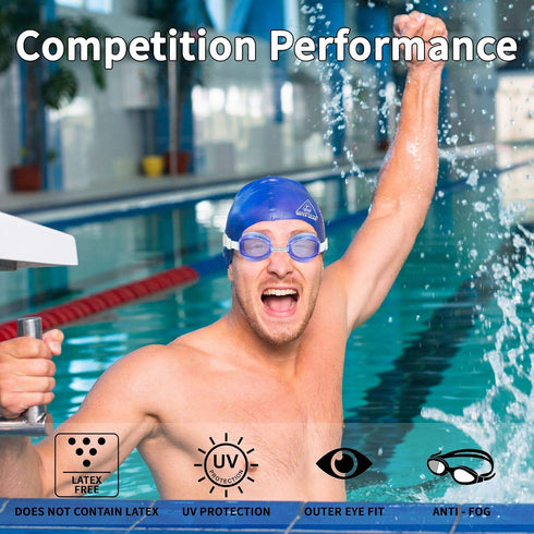 Water Gear No-Leak Anti-Fog Goggles - Adjustable Split Headband, UV Protection, Wide Angle Lens