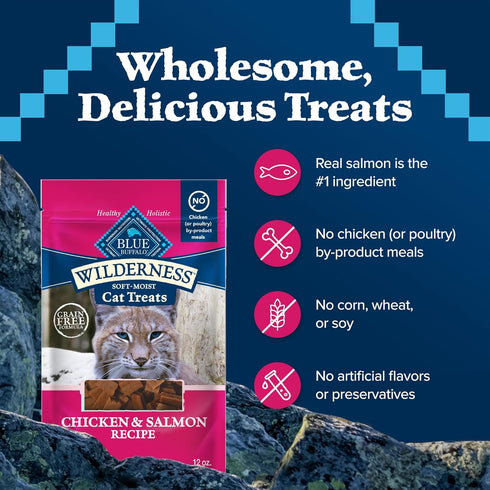 Blue Buffalo Wilderness Crunchy Cat Treats, 12-oz Tub, Tasty Salmon Flavor, Made with Natural Ingredients