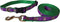 Preston Mardi Gras Dog Collar and Leash Set in Purple Ribbon on Green Nylon Webbing (Extra Small)