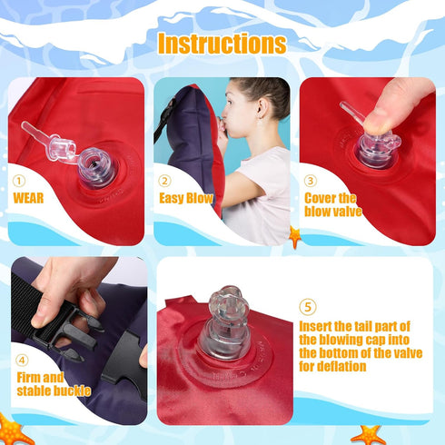 Inflatable Swim Belt - Portable Waist Floatation Belt for Adults, Adjustable Swimming Training Aid