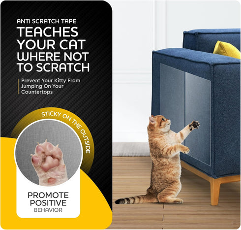 10-Pack Furniture Protectors from Cat Scratch, Anti Cat Scratch Couch Guard, Sofa Corner Scratching Tape, Made In USA