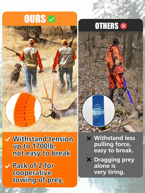 PAMASE 1700lbs Loadbearing Deer Drag Rope, Hunting Gear Strap for Men and Women, Sturdy Rope with Soft Handle