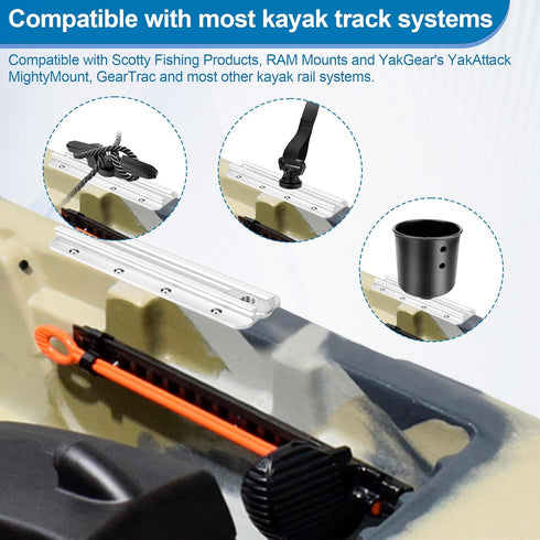 Kayak Track Nuts, 1/2" Wide T Nut for T Track/Rail, 1/4-20 Threads - 6 Pack Kayak Fishing Hardware Screws