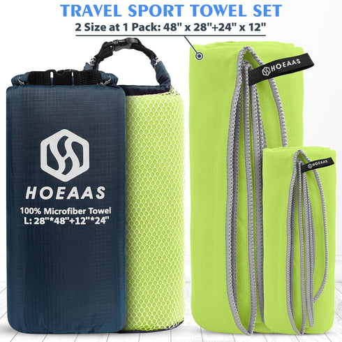 2 Pack Pool,Gym,Hiking,Backpacking,Fitness HOEAAS Microfiber Camping Towels, Quick Dry Towel, Super Absorbent Ultra