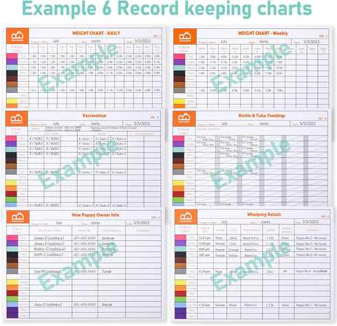 GAMUDA 15 Newborn Puppy Collars - Super Soft Nylon Whelping Collars with 6 Record Keeping Charts