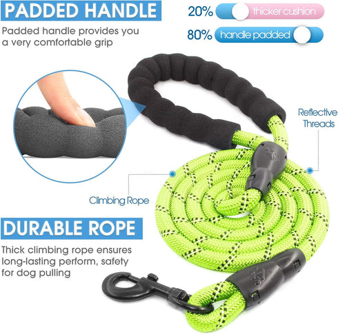 BAAPET - 2/4/5/6 FT Dog Leash with Comfortable Padded Handle for Small Medium and Large Dogs (5FT-1/2'', Green)