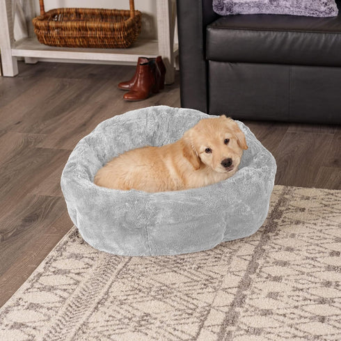 Furhaven 23" Round Self-Warming Pet Bed for Indoor Cats & Medium/Small Dogs, 100% Washable - Gray, Medium