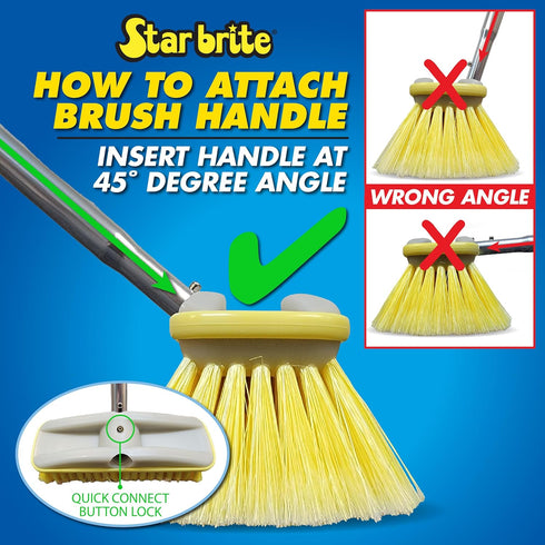 8" 3/4" (040161) STAR BRITE Premium Soft Brush Head W/Bumper - Dual Connections Fit Either Standard Threaded Poles