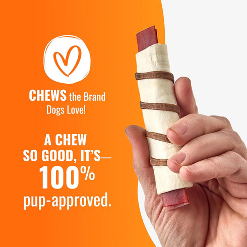 8 Count GOOD 'N' FUN Triple Flavor Wraps with Beef Tendon Chews, High-Protein Dog Treat for All Adult Dogs, Made