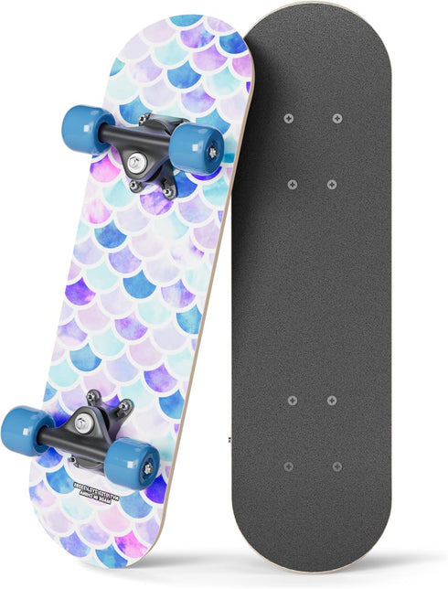 Rude Boyz 17" Micro Complete Skateboard - Maple Wood, ABEC 7 Bearings, Double Kick Concave Deck for Kids