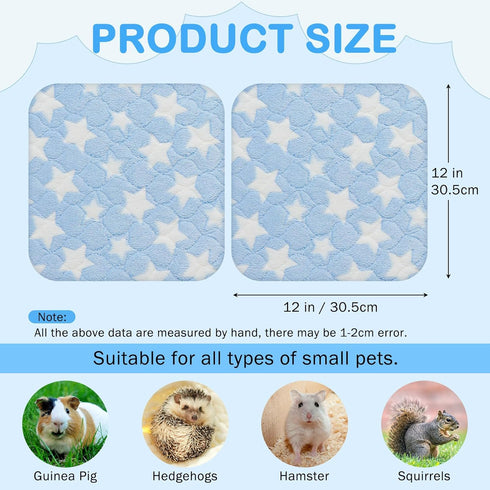 2 Pack Chinchilla,Washable 12"x12" Homimp Guinea Pig Bed, Waterproof Reusable Small Animal Bed,Super Absorbent Pee Pad