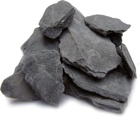 Natural Slate Stone 1 to 3 Inches - Packaged for Aquascaping, Terrariums, Reptile Enclosures, 2lbs Grey