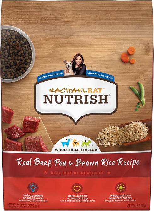 Rachael Ray Nutrish Premium Natural Dry Dog Food: Real Beef, Pea, & Brown Rice Recipe, 6 Pounds