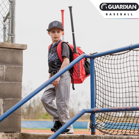 Guardian Rookie Baseball Backpack for Boys or Girls - Bat Pack Bag for Kids with External Helmet Storage, Holds Two Bats