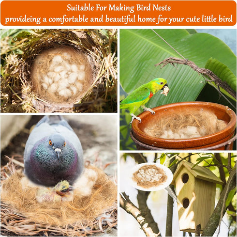 Sukh 2 Pack Bird Nesting Material, Hummingbird and Canary Nesting Material for Cage, Gardens, and Tree Trunks (80G)