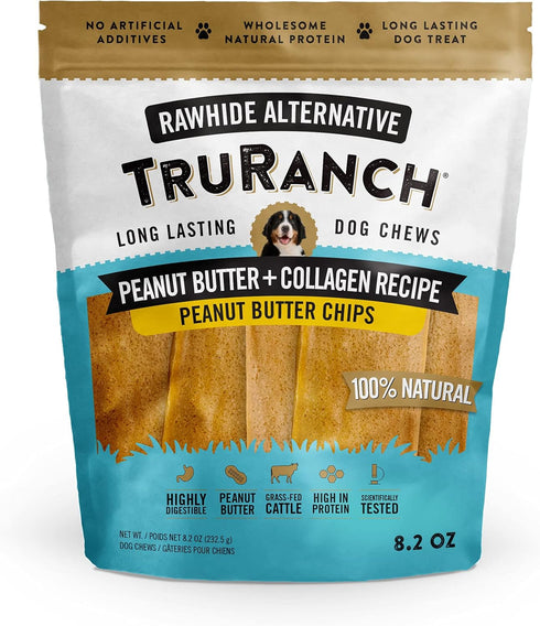Collagen Chips, Peanut Butter, Healthy Joint Support Dog Treat, Rawhide Alternative, 8.2 oz Bag